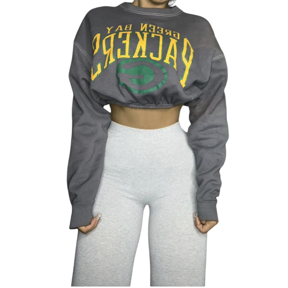 Green Bay Packers Reworked Custom Vintage Cropped Crewneck